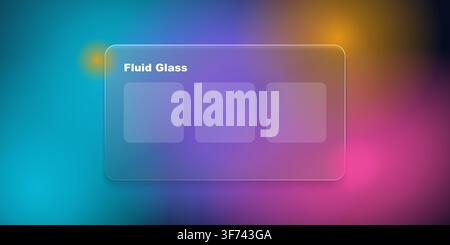Fluid glass ui design with a frosted glass card over a colorful vibrant gradient background Stock Vector