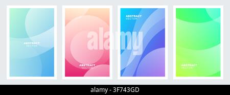 Set of abstract vector posters with colorful gradient backgrounds and geometric shapes Stock Vector