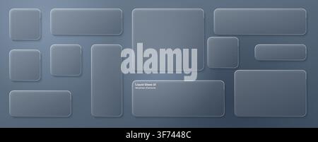 Liquid glass ui morphism elements set Stock Vector
