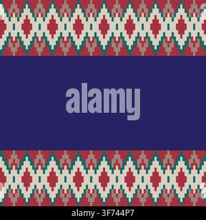 Blue Argyle fair isle seamless pattern design for knitwear, fashion textile, graphics Stock Vector