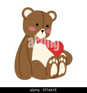 Cute Teddy Bear with Heart Stock Vector