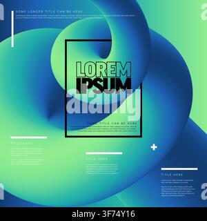 An abstract 3D fluid shape creates a dynamic composition with blue and green gradient. This abstract 3D fluid shape features a modern blue and green g Stock Vector