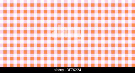 Seamless orange and pink gingham pattern in a retro plaid style. Vichy textured background, checkered cover for textiles, clothing, shirt, wrapping pa Stock Vector