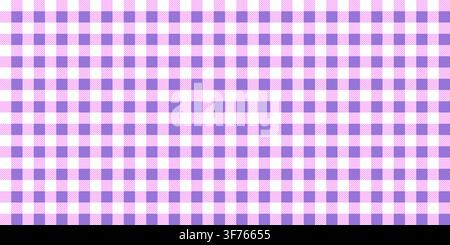 Seamless purple pink colored gingham pattern. Checkered textile texture. Classic lavender tones plaid fabric design cover, vichy print background Stock Vector