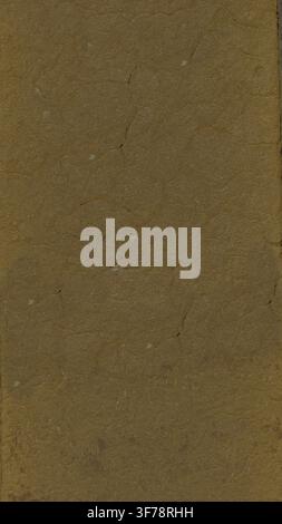 Full frame texture of a warm ochre-colored clay plaster wall featuring fine natural hairline cracks. Stock Photo