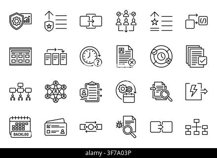 Agile Scrum Management Line Icon Set Business Development Workflow Vector Stock Vector