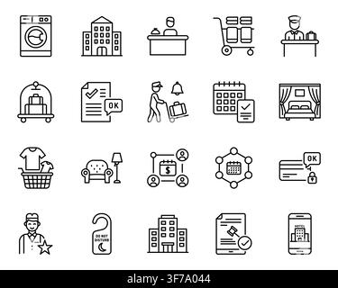 Hotel Services Hospitality Accommodation Line Icon Set Tourism Vector Stock Vector