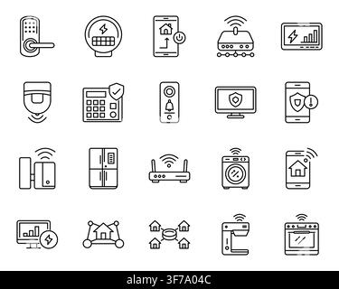 Smart Home Automation Security Line Icon Set Internet Things Vector Stock Vector