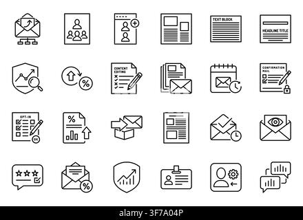 Email Marketing Content Management Line Icon Set Business Communication Vector Stock Vector