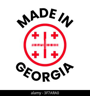Made In Georgia Round Stamp, Georgian National Flag Badge Stock Vector