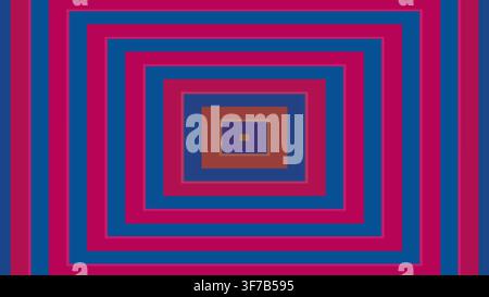 digital color split transition: Offset rectangular rings reveal alternating color layers from the composition center rendered as an editable neon abst Stock Vector