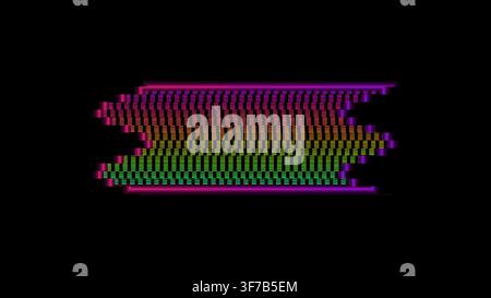 digital scan distortion text animation: Dynamic scan slices displace an abstract title stage in alternating directions rendered as an editable digital Stock Vector
