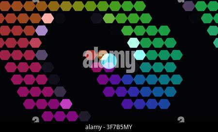 hexagonal wipe transition animation: A rotating logarithmic-style frontier recruits hex cells into a sweeping spiral transition rendered as an editabl Stock Vector