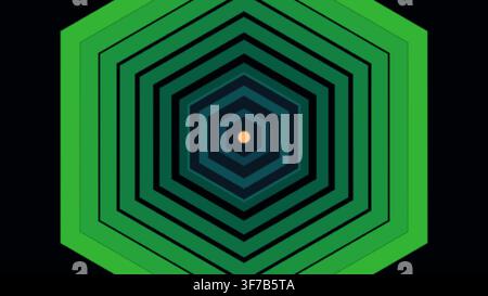 hexagonal wipe transition animation: Concentric hex frames rush toward the viewer until their widening walls take over the image rendered as an editab Stock Vector