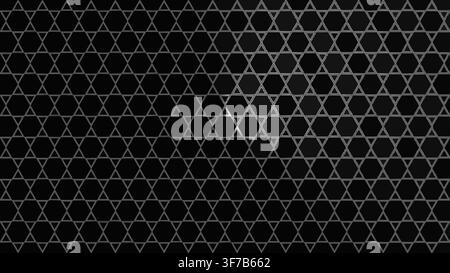 hexagonal grid highlight sweep: A soft radial beacon rotates over concentric hexagonal grid zones rendered as a monochrome geometric motion design. Stock Vector