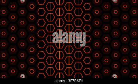 orange warning hexagon grid background: Hexagonal gates close sequentially as an orange threshold front crosses the frame rendered as an editable oran Stock Vector