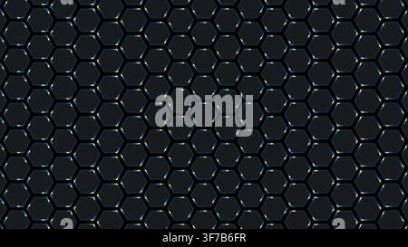 metallic hexagonal pattern background: White-hot welding points race around separate hex seams, leaving cooling blue-steel trails rendered as an edita Stock Vector