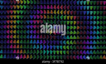 RGB digital vortex background: A tessellated field of triangular blades turns progressively toward a central pinwheel, generating distributed vortex m Stock Vector