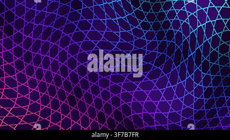 seamless glowing hexagon grid background: Fast plasma currents bend a seamless glowing grid into a controlled color storm rendered as an editable seam Stock Vector