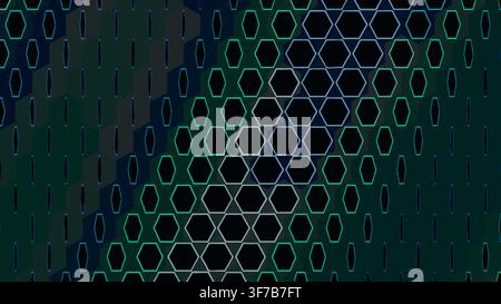 seamless futuristic honeycomb background: Alternating smart-material cells fold open and reveal a luminous seamless substrate rendered as an editable Stock Vector