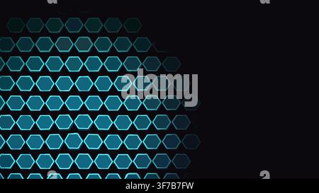 hexagonal prism pattern background: Raised prisms gather in one corner while a slow elevation wave preserves premium copy space across the frame rende Stock Vector
