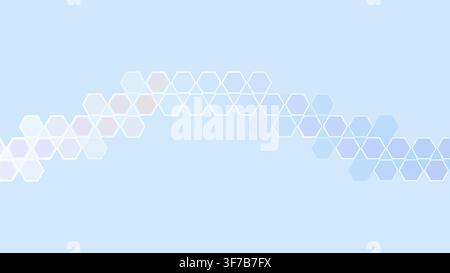 soft gradient hexagon pattern background: A chain of translucent hexagons travels across a clean diagonal gradient rendered as an editable soft gradie Stock Vector
