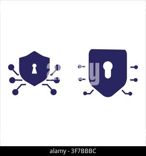 cyber security shield lock icon set -network protection vector collection Stock Vector