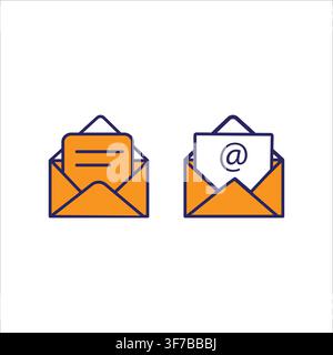 email message and mail envelop icons set -inbox communication, newsletter ,contact vector pack Stock Vector
