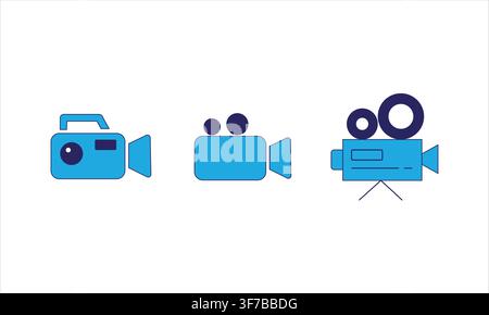 video camera icon set -camcorders Film camera and movie recording flat icons collection Stock Vector