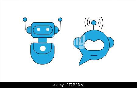 modern AI chatbot and robot assistance flat vector icon collection Stock Vector