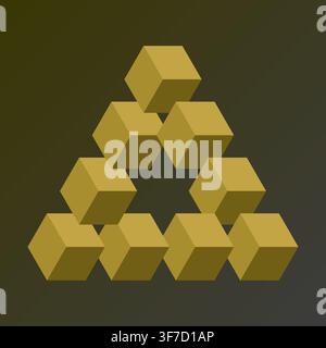 Impossible triangle made of cubes (Penrose triangle) Stock Vector