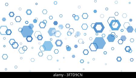 Abstract hexagon grid forms technological backdrop with clean blue tones. Vector border for scientific posters, medical templates, biotechnology Stock Vector