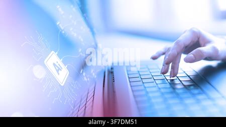 AI artificial intelligence platform for business automation and data processing with human interaction Stock Photo