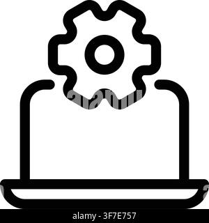 Laptop Cog Icon, Gear Computer Technology Settings Stock Vector