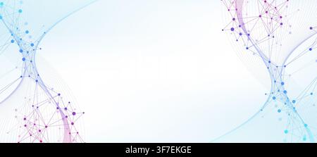 Colorful molecules background. DNA helix, DNA strand, DNA Test. Molecule or atom, neurons. Abstract structure for science or medical background Stock Photo