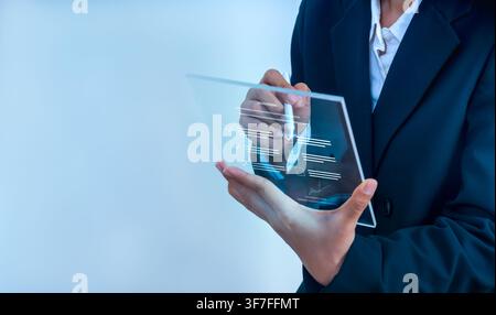 Business professional managing digital workflow with AI automation, task management, digital approval, project planning, paperless office, enterprise Stock Photo