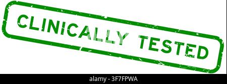 Grunge green clinically tested word square rubber seal stamp on white background Stock Vector
