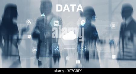 AI artificial intelligence system for business data analysis and cloud storage with people interaction Stock Photo