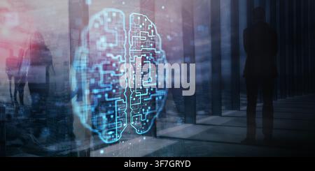 AI artificial intelligence system for business analytics and data visualization with digital brain interface Stock Photo
