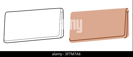 Continental Wallet close and open view options with pockets. Fashion accessory technical illustration. Organizer for Men, women, unisex silhouette style, flat handbag CAD sketch outline isolated Stock Vector