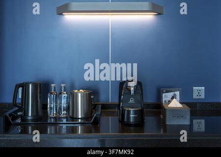 Hotel Suite Beverage Station with Coffee Machine, Pattaya, Thailand Stock Photo