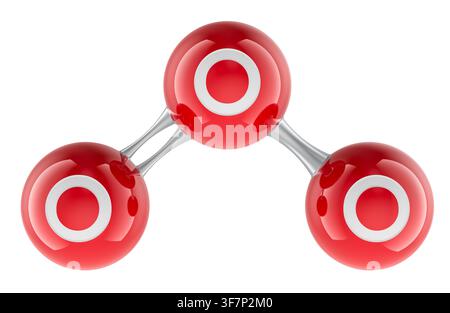 Ozone molecule O3 model, 3d rendering isolated on white background Stock Photo