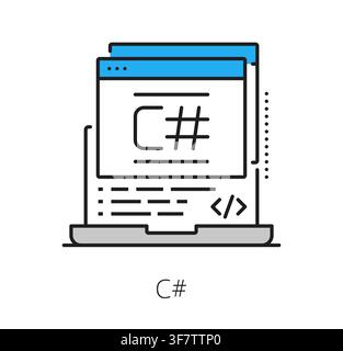 Software, program language code line icon or sign. Computer system technology line pictogram, program code programing sign. Software engineering icon Stock Vector