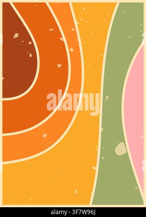Groovy zebra poster in drawn warm colors. Stock Vector