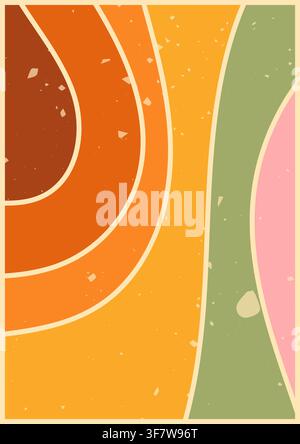 Groovy zebra poster in drawn warm colors. Stock Vector