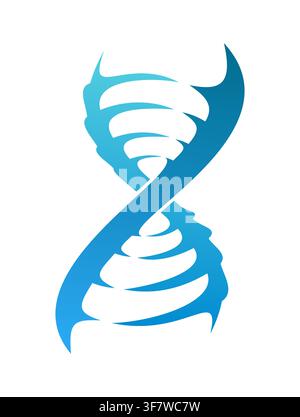 Blue DNA double helix symbol with spiral structure. Modern biotechnology emblem and genome spiral symbol for healthcare companies, research institutions, educational materials and presentations Stock Vector