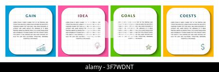 Vector illustration sticky paper business infographic template. Perfect for presentations, informations, timelines, reports in business or marketing.  Stock Vector