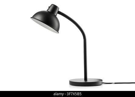 Modern black desk lamp isolated on white background, side view Stock Photo