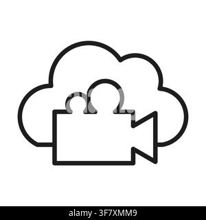 Cloud video camera outline vector icon features line art. It represents modern online movie streaming. eps 10 Stock Vector