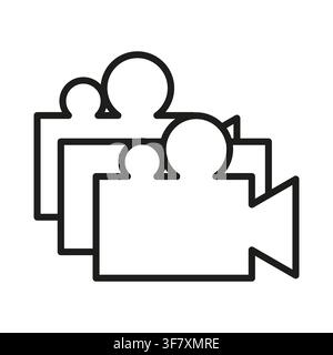 Video camera recorder team outline vector icon features line art. It visualizes movie production broadcast. eps 10 Stock Vector